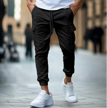Pantalon jogger cargo pour hommes - Slim Fit - coton stretch - taille et chevilles élastiques