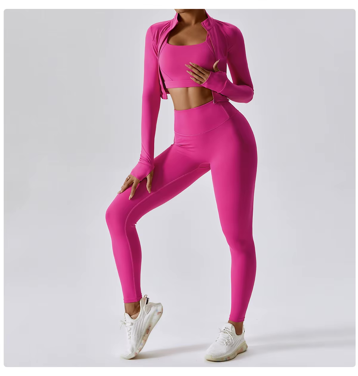 Ensemble Pilates 3 pièces pour femme | Confortable avec leggings, haut et gilet