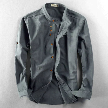 Chemise moderne slim fit avec col mao et manches longues