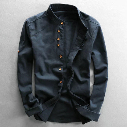 Chemise moderne slim fit avec col mao et manches longues