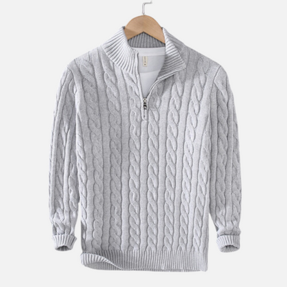 Pullover Made of Spun Fiber Blend - High Collar and Half Zipper with Ventilation