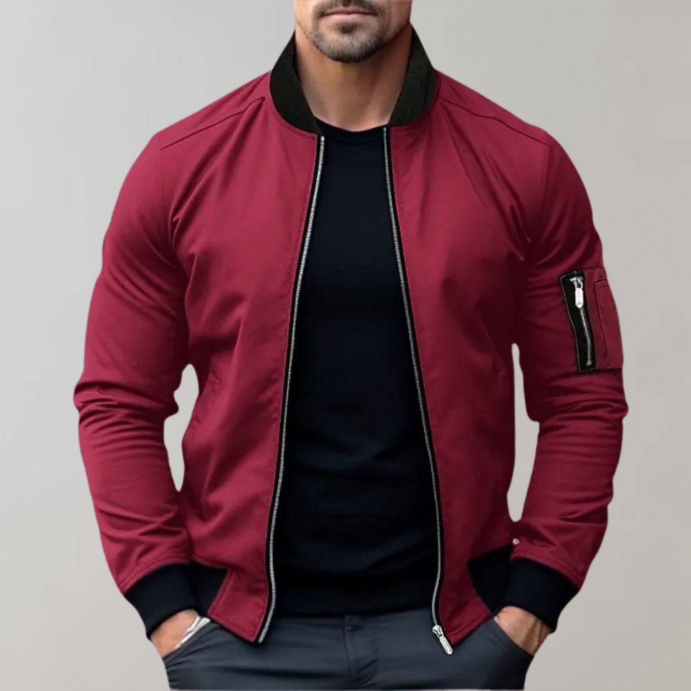 Blouson bomber slim pour homme avec fermeture éclair et poches