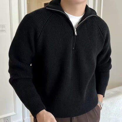 Pull-over - Tricot mélangé à fermeture éclair quart et ventilation réglable