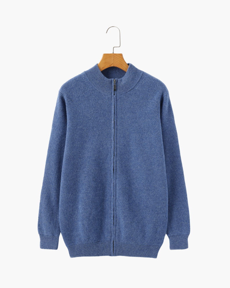 Wesley | Gilet homme d'automne en maille côtelée avec fermeture éclair et col montant