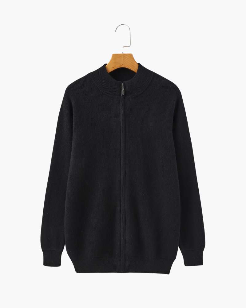 Wesley | Gilet homme d'automne en maille côtelée avec fermeture éclair et col montant