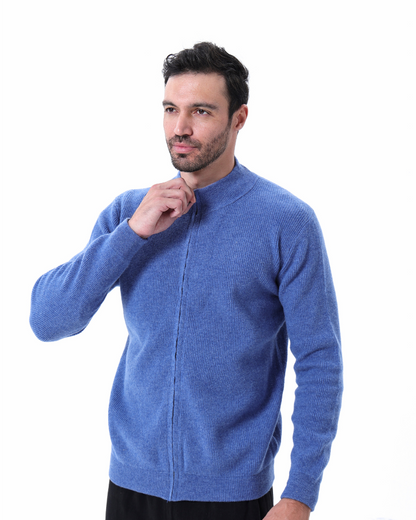 Wesley | Gilet homme d'automne en maille côtelée avec fermeture éclair et col montant