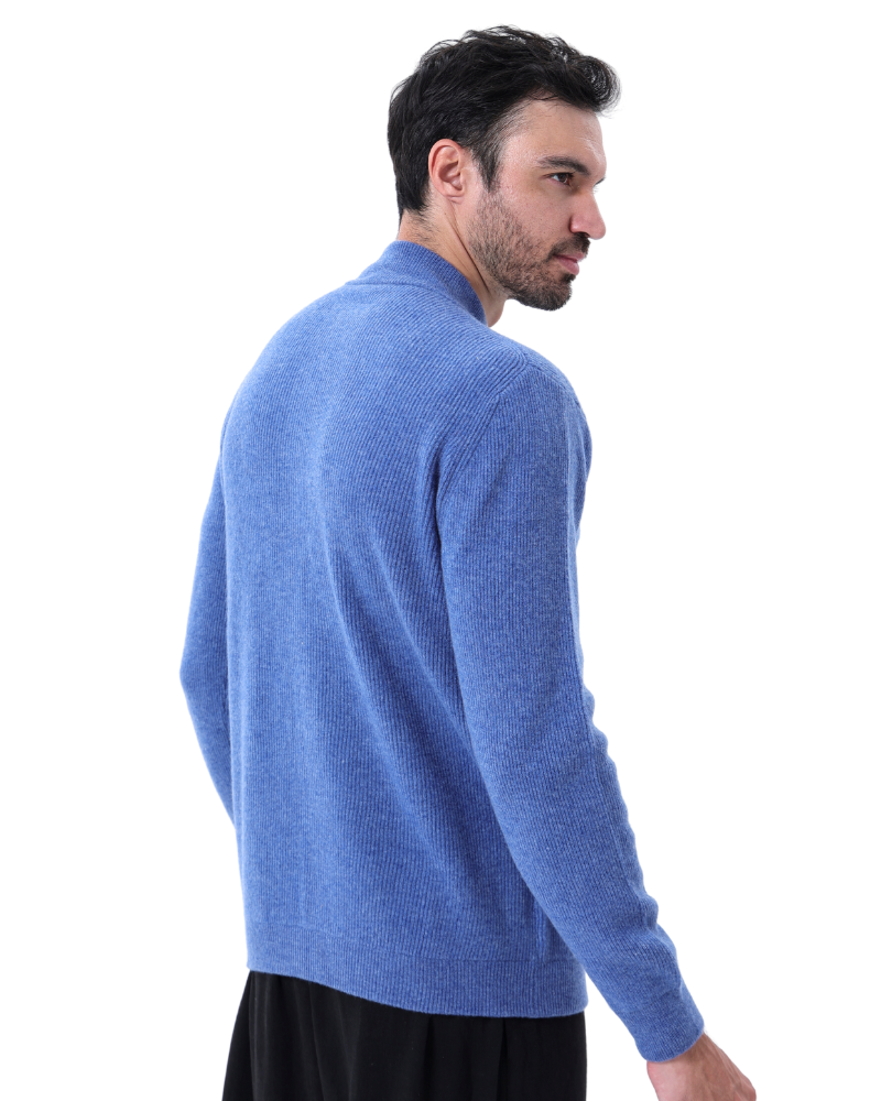 Wesley | Gilet homme d'automne en maille côtelée avec fermeture éclair et col montant