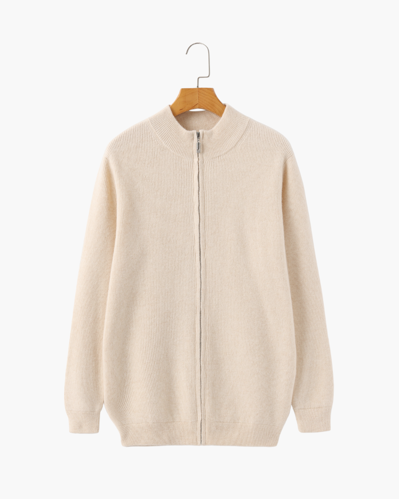 Wesley | Gilet homme d'automne en maille côtelée avec fermeture éclair et col montant