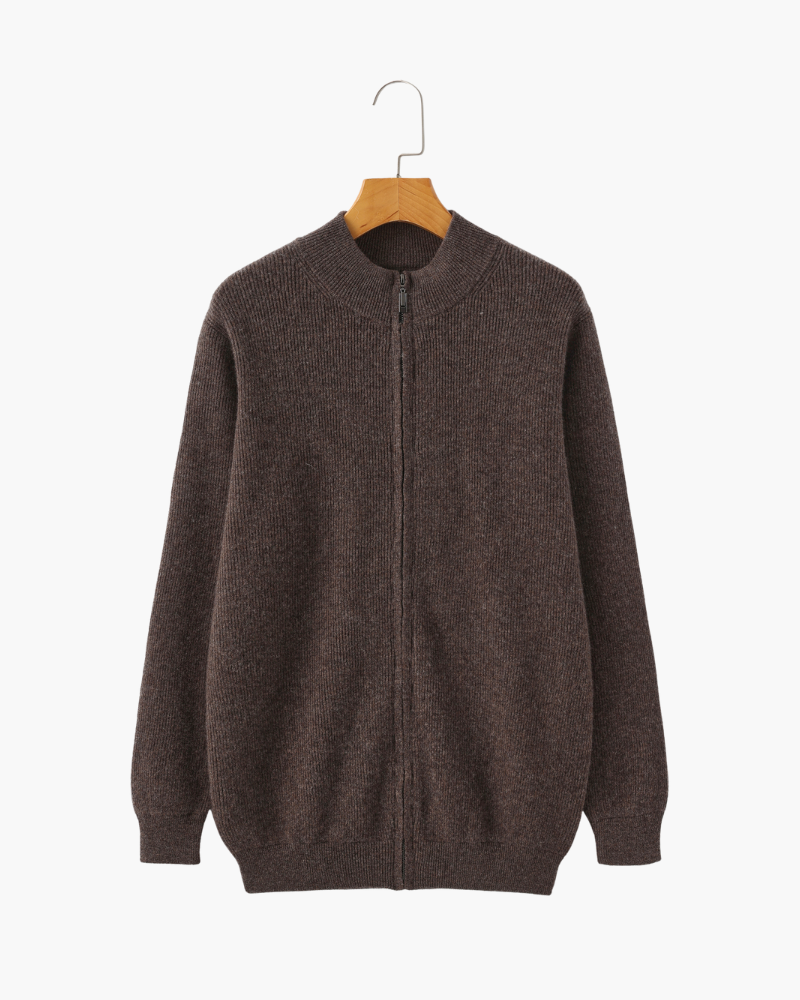 Wesley | Gilet homme d'automne en maille côtelée avec fermeture éclair et col montant