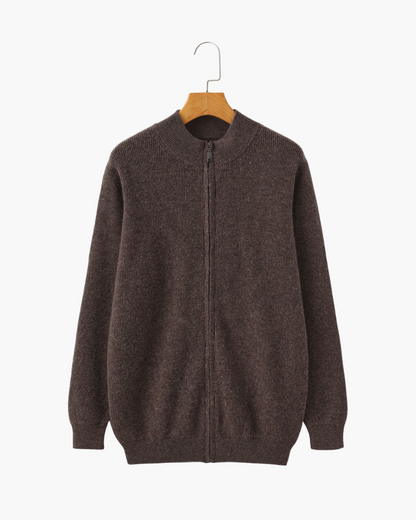 Wesley | Gilet homme d'automne en maille côtelée avec fermeture éclair et col montant