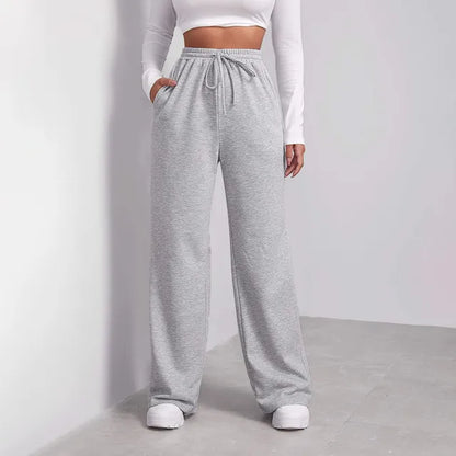 Casual joggers with high waist and wide leg