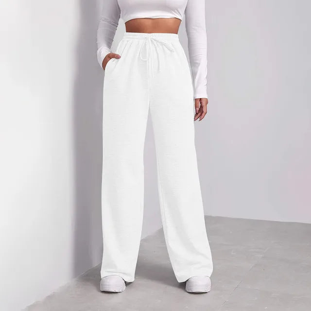Casual joggers with high waist and wide leg