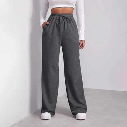 Casual joggers with high waist and wide leg