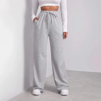 Casual joggers with high waist and wide leg