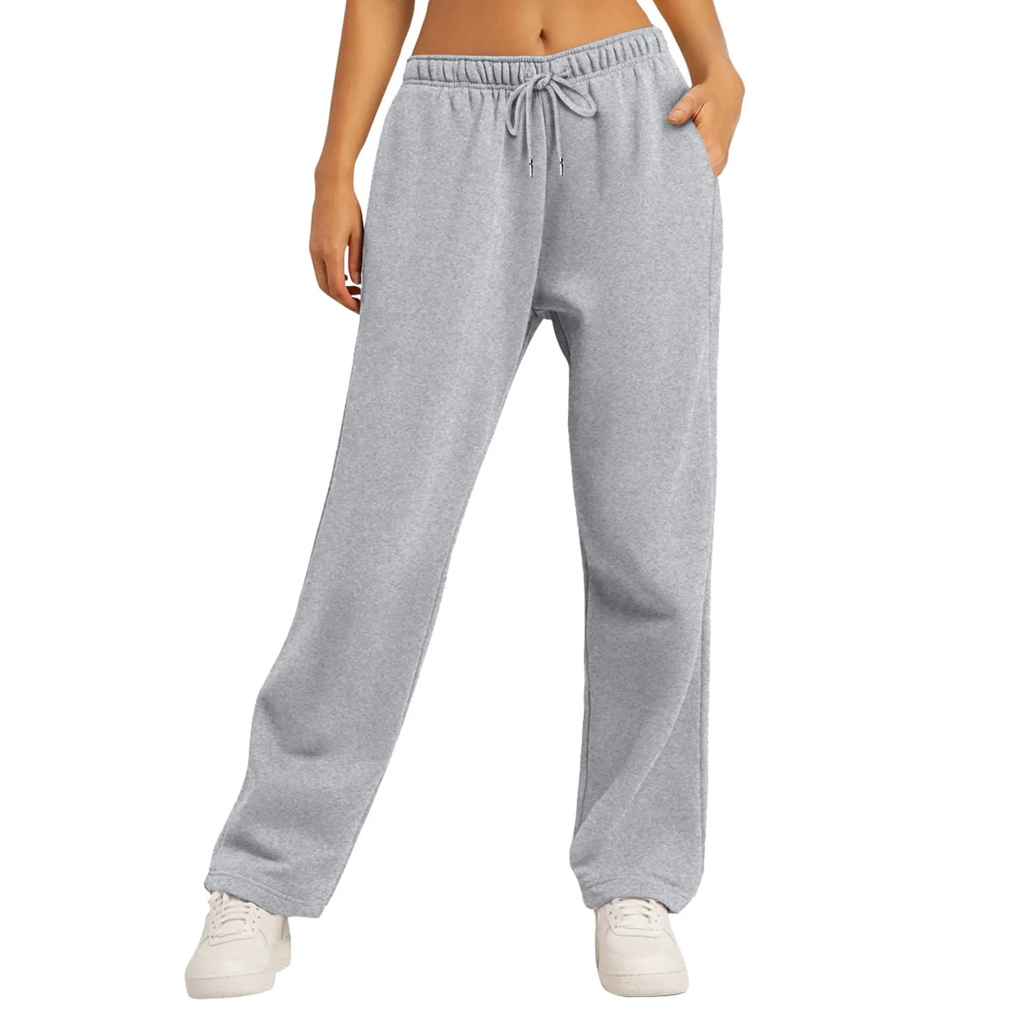 Casual joggers with high waist and wide leg