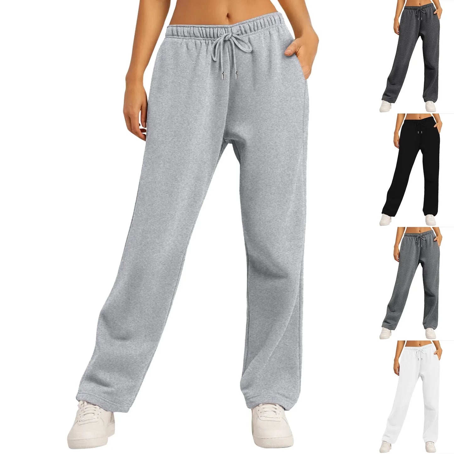 Casual joggers with high waist and wide leg