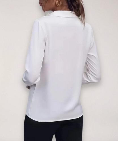 Women's Tailored Blouse with Button Placket for Office Outfits