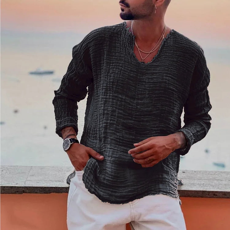 Allan - T-shirt d'été simple avec col en V