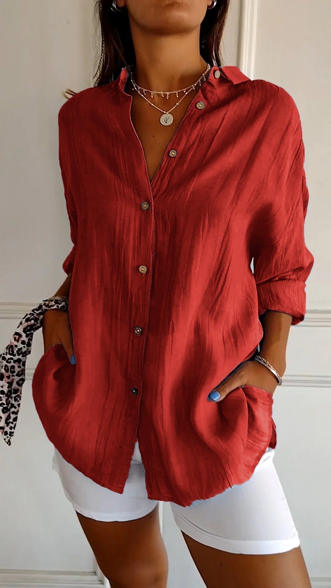 Blouse femme Thora en coton et lin grande taille