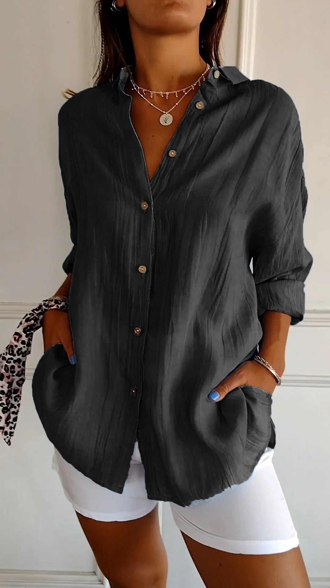 Blouse femme Thora en coton et lin grande taille