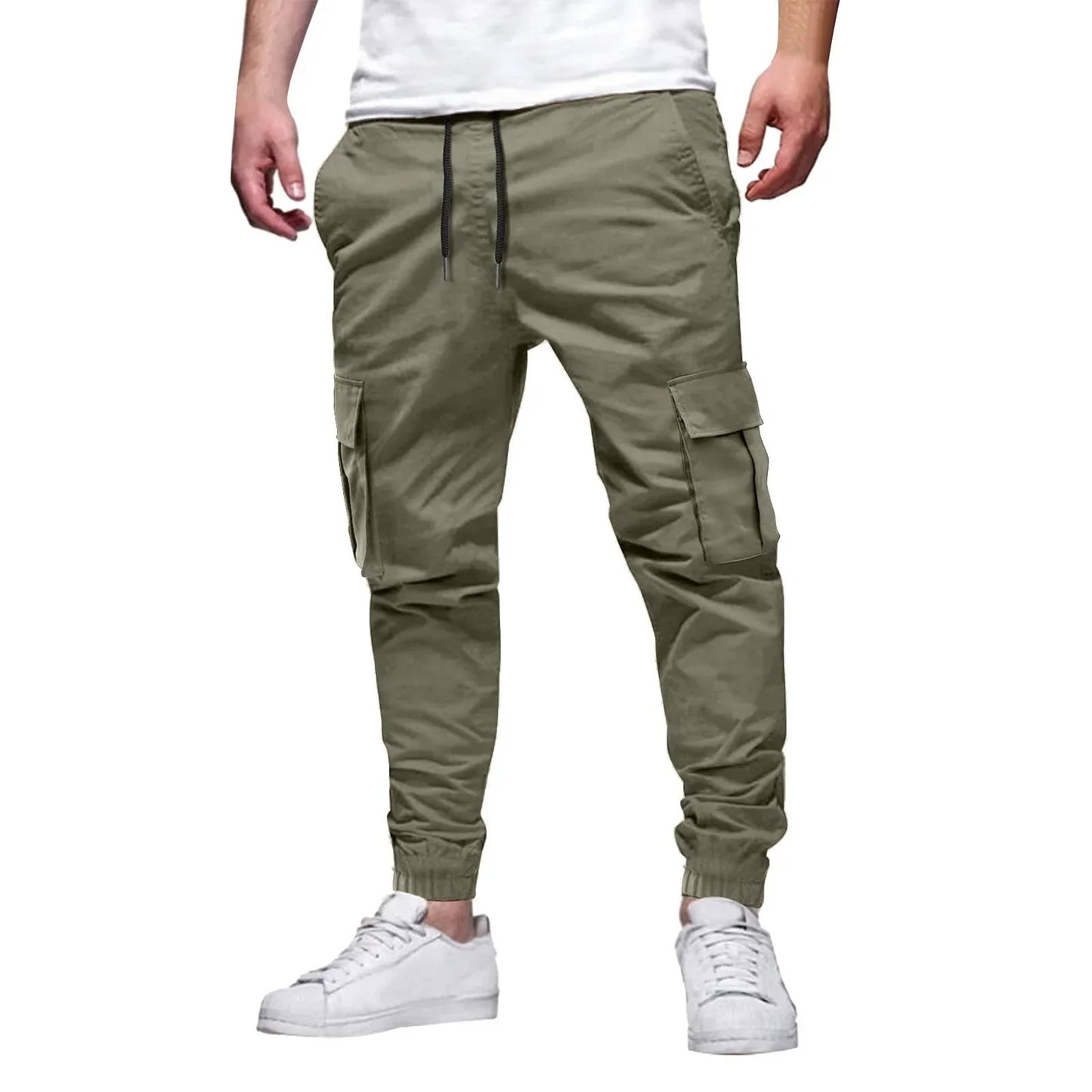 Pantalon jogger cargo pour hommes - Slim Fit - coton stretch - taille et chevilles élastiques