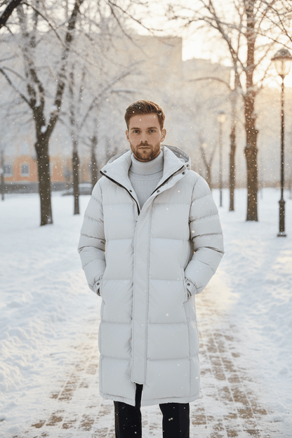 Trench-coat épais isolé avec capuche pour hommes