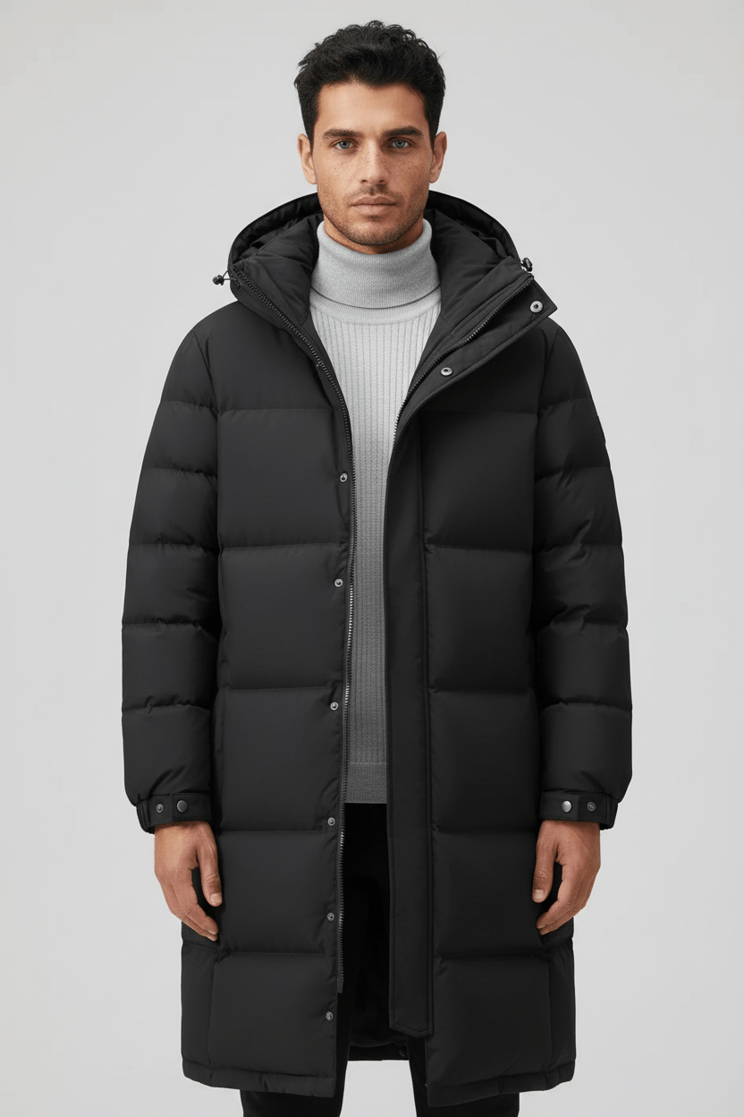 Trench-coat épais isolé avec capuche pour hommes