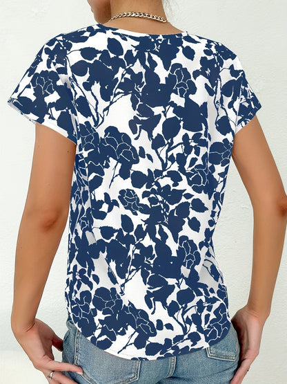 Blouse fleurie avec col en V