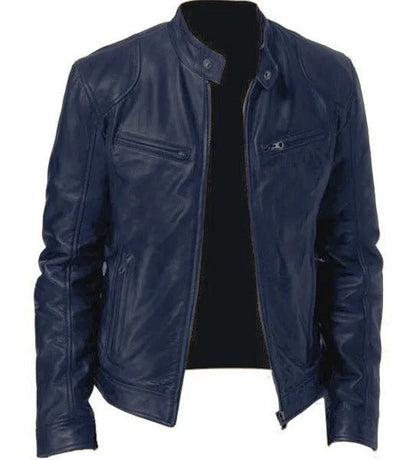 Brodie PU leather jacket with stand collar