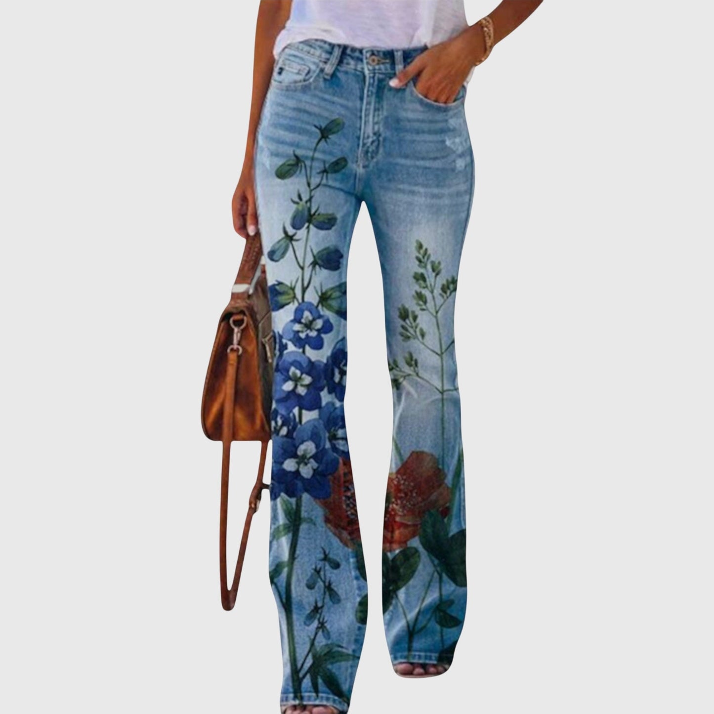 Pants with floral pattern