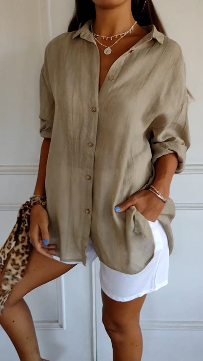 Blouse femme Thora en coton et lin grande taille