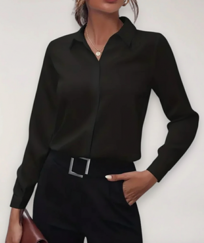 Women's Tailored Blouse with Button Placket for Office Outfits