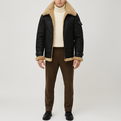 Men's Shearling Leather Jacket Winter