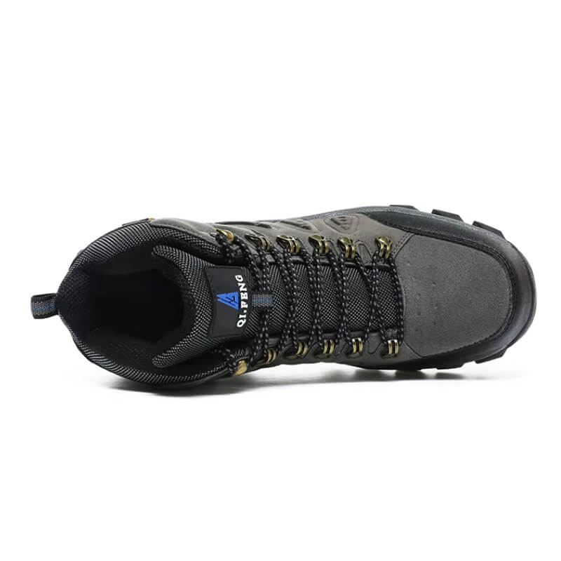 Outdoor leather boots waterproof hiking shoes green