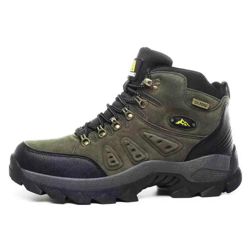 Outdoor leather boots waterproof hiking shoes green