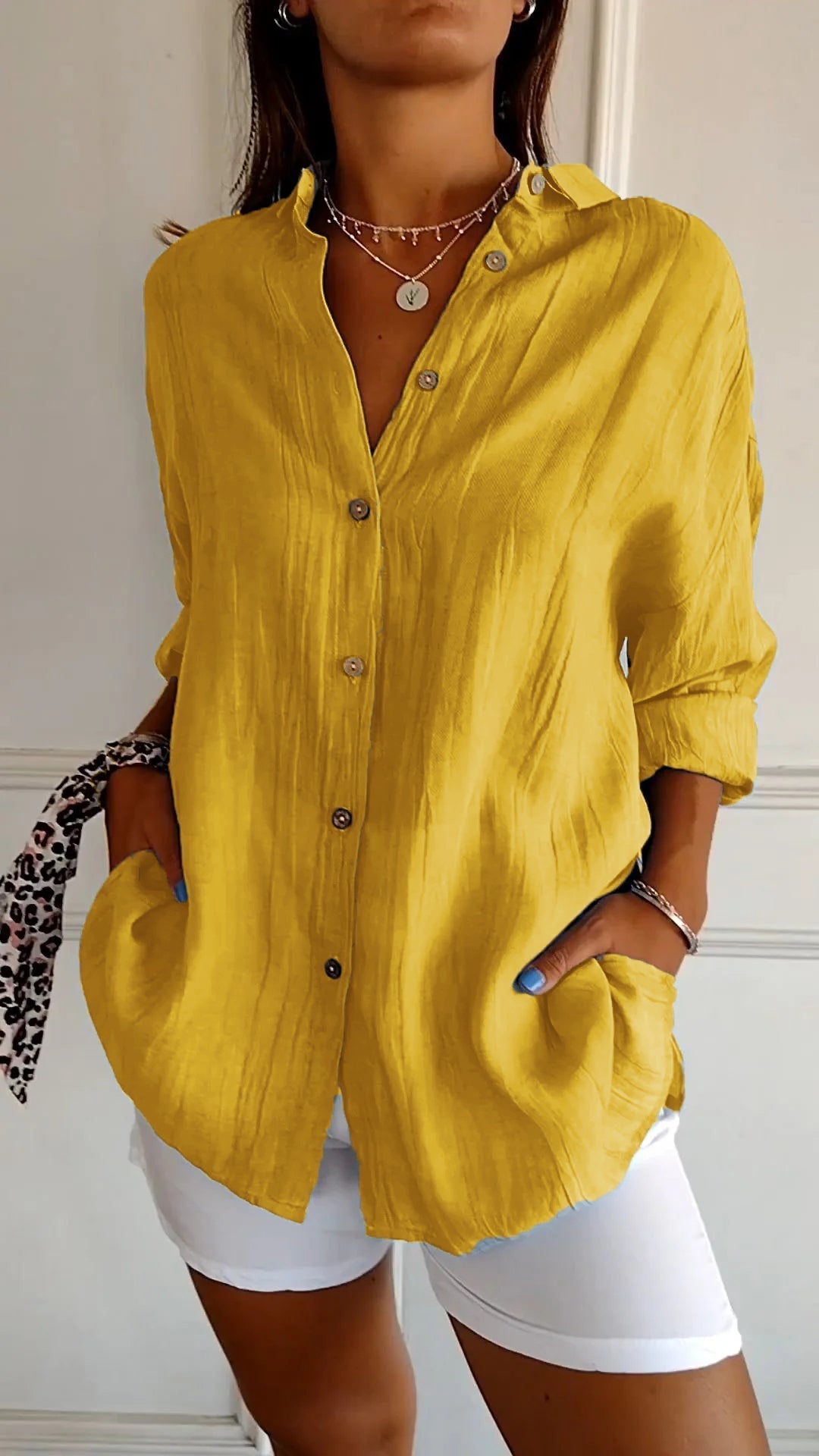 Blouse femme Thora en coton et lin grande taille