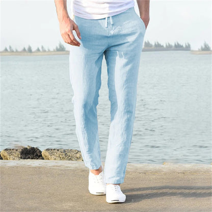 Pantalon léger en lin pour hommes, décontracté et confortable