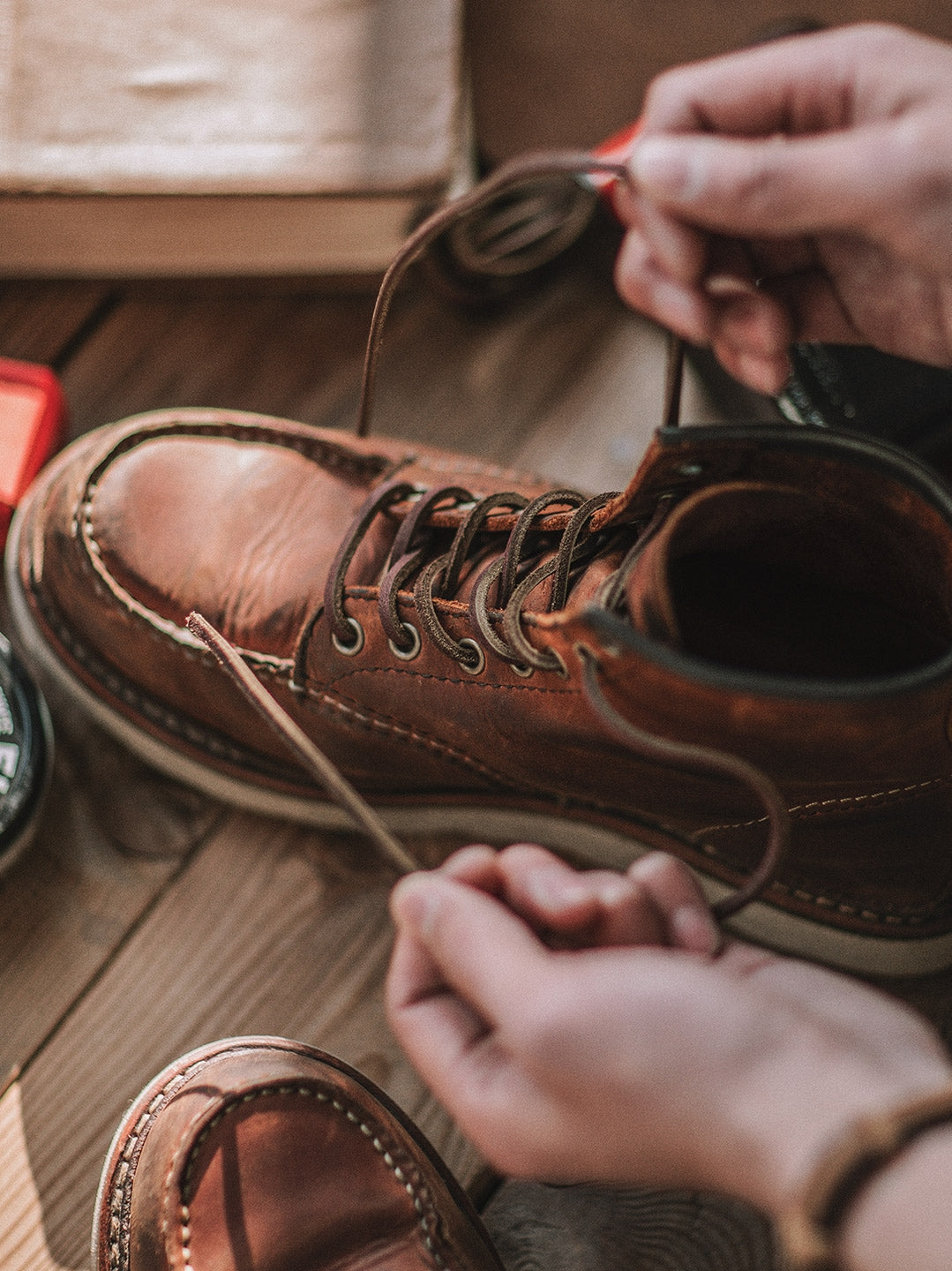 Bottes de travail pour homme à bout mocassin en cuir pleine fleur