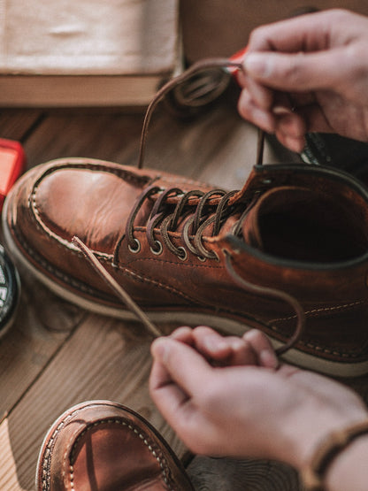Bottes de travail pour homme à bout mocassin en cuir pleine fleur