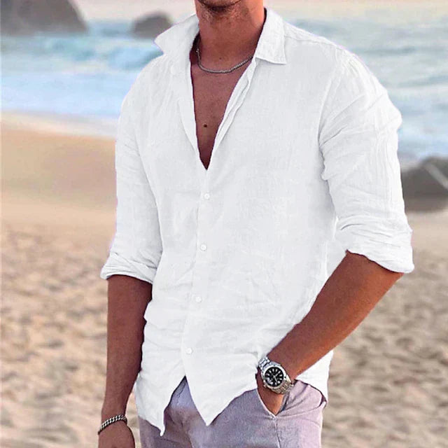 Chemise en lin à manches longues pour hommes – printemps, été