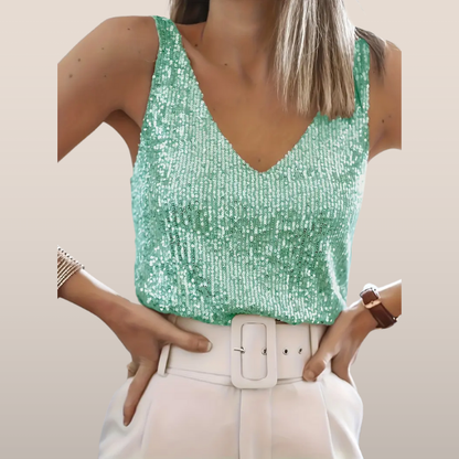 Elisa – Top sans manches à sequins