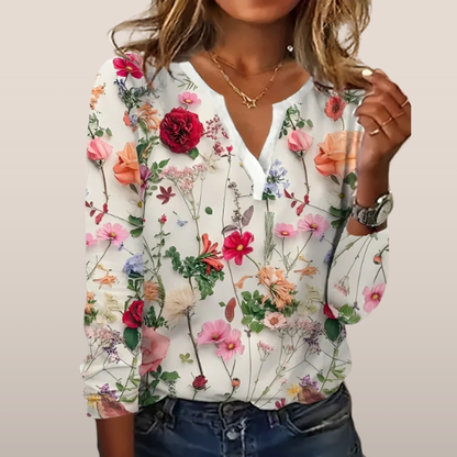 Elena - Blouse à imprimé floral et col en V