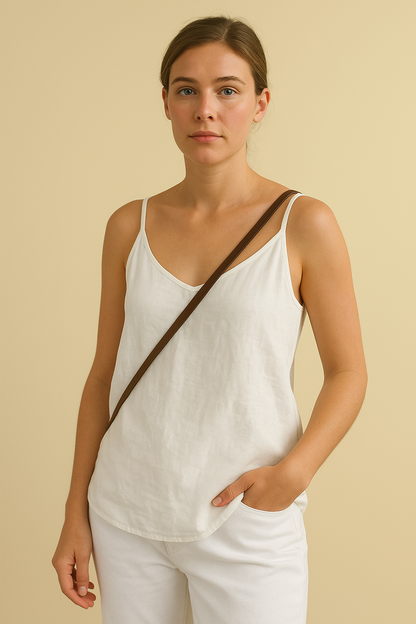Top d'été sans manches pour femme - Col en V style lin avec sensation de légèreté