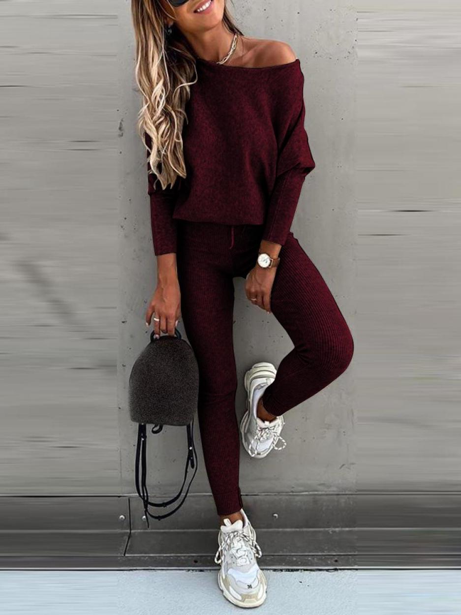 Odelia ensemble pull en maille femme et pantalon skinny | Ensemble confortable de vêtements d'intérieur deux pièces