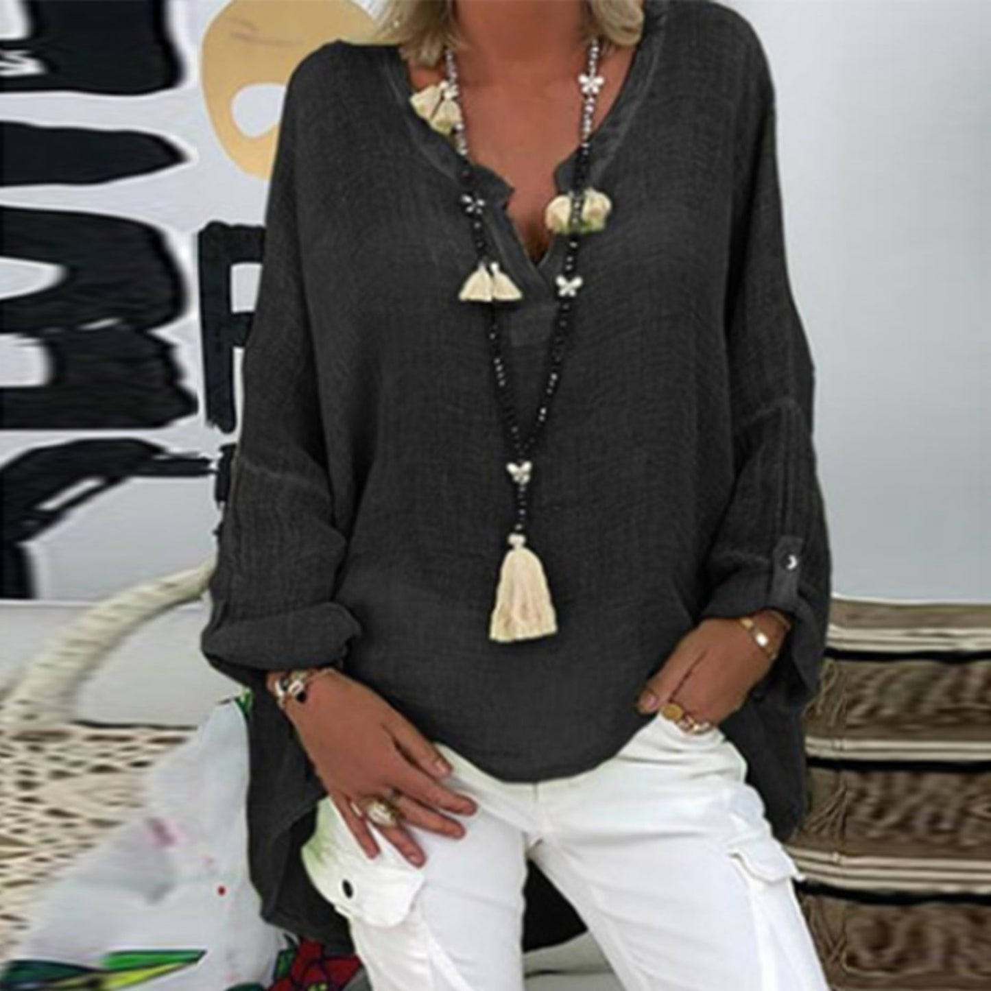 Natalia - Blouse en lin pour femmes - Coupe stylée avec confort optimal