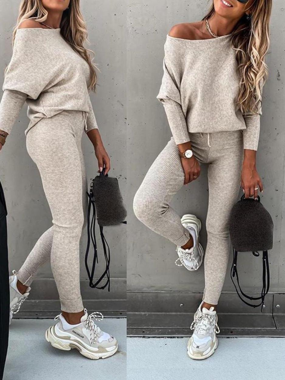 Odelia ensemble pull en maille femme et pantalon skinny | Ensemble confortable de vêtements d'intérieur deux pièces