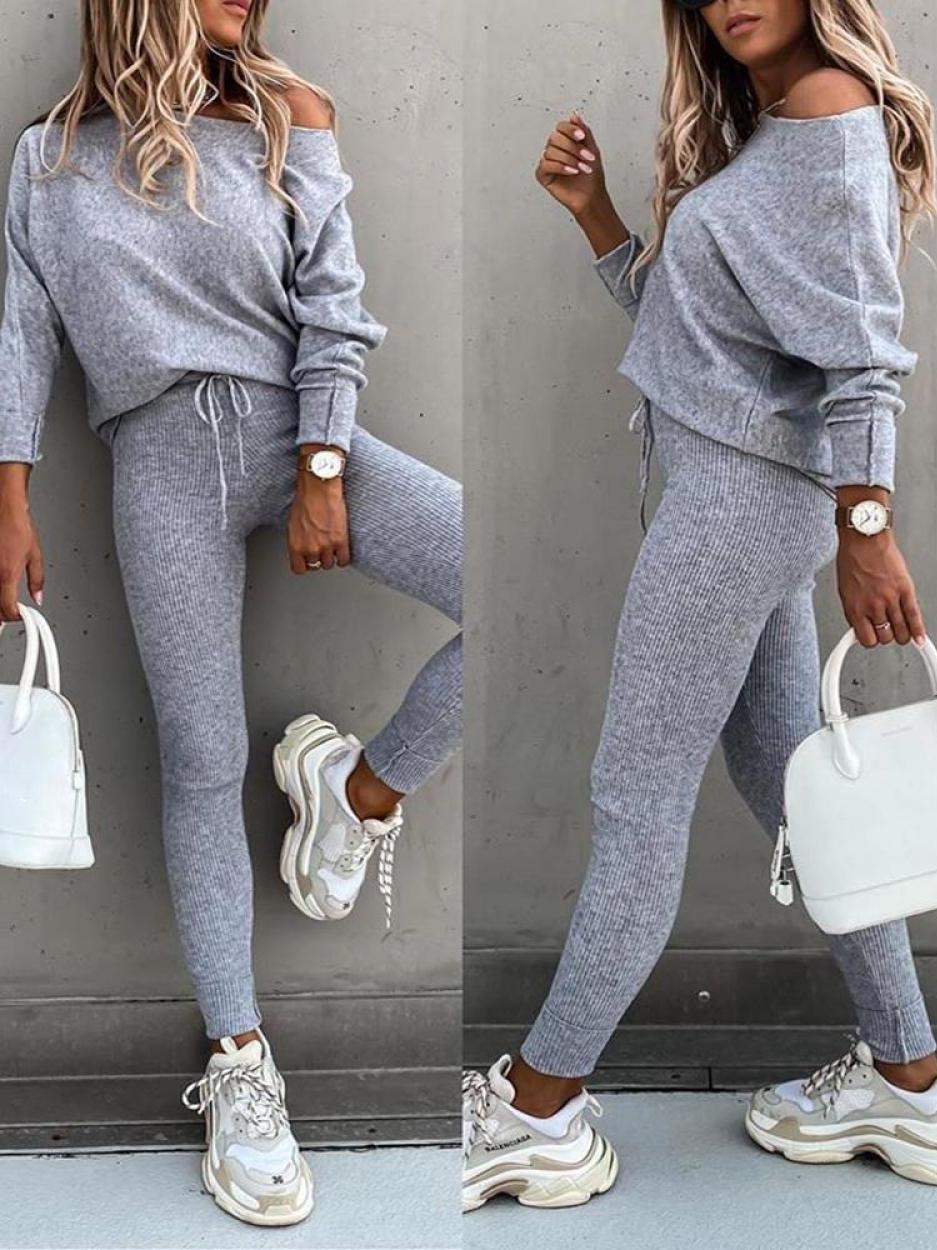 Odelia ensemble pull en maille femme et pantalon skinny | Ensemble confortable de vêtements d'intérieur deux pièces