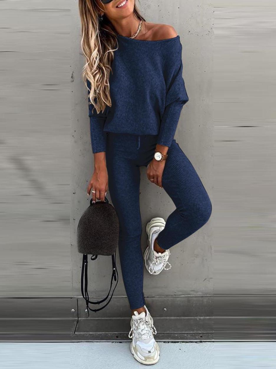 Odelia ensemble pull en maille femme et pantalon skinny | Ensemble confortable de vêtements d'intérieur deux pièces