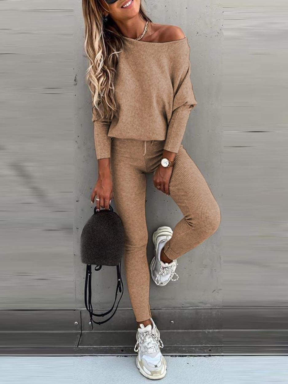 Odelia ensemble pull en maille femme et pantalon skinny | Ensemble confortable de vêtements d'intérieur deux pièces
