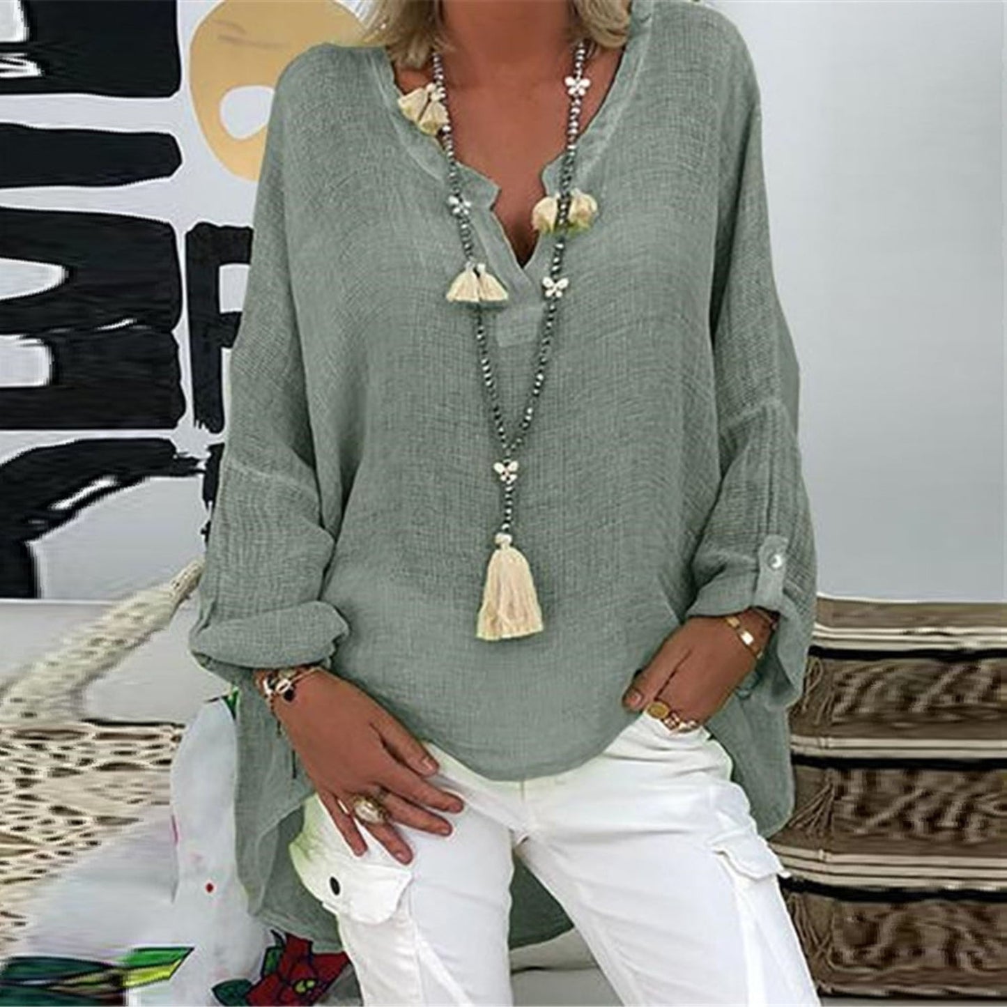 Natalia - Blouse en lin pour femmes - Coupe stylée avec confort optimal